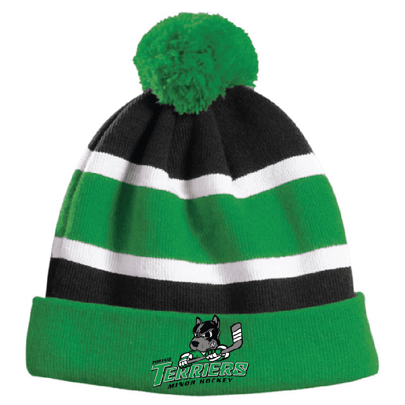 FP561 Microfleece Lined Roll Toque- Black/Kelly Green/White